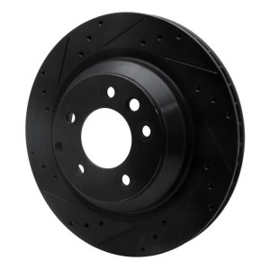 Porsche Cayenne Brake Rotor (1) - Rear Left - R1 Concepts - Drilled & Slotted - Black - `05-`18